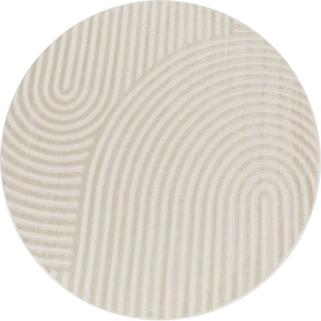 Runder In- & Outdoor-Teppich Cotara in Creme mit geometrischem Muster, Durchmesser: 160 cm - Bild 1