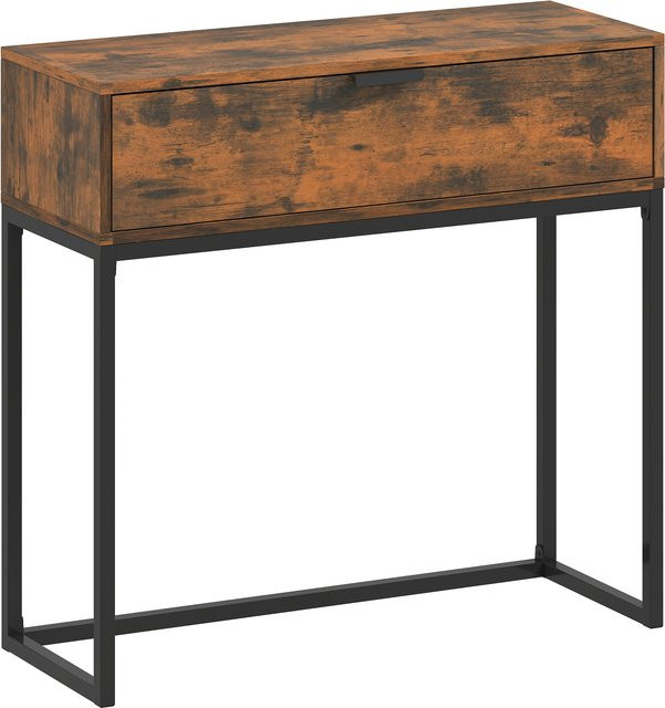 HOMCOM Konsolentisch im Industrie-Design mit Schublade und Stahlrahmen, Rustikal-Braun, B/T/H: 80 x 30 x 76 cm - Bild 1