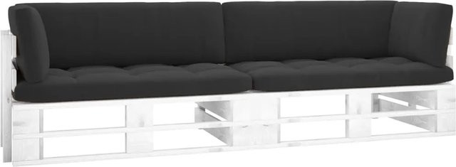 vidaXL 2-Sitzer-Palettensofa aus imprägniertem Kiefernholz in Weiß mit Polsterkissen für Garten und Terrasse - Bild 1