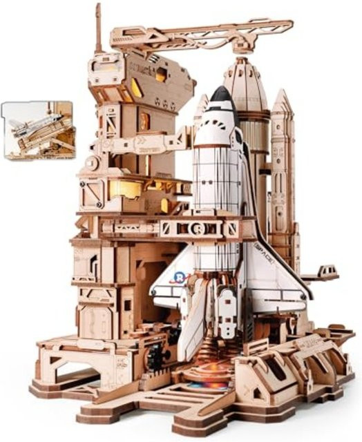 ROKR 3D Holzpuzzle Raumfähren-Modellbausatz LKA02 aus Holz in Naturfarben für Erwachsene und Jugendliche ab 14 Jahren - Bild 1