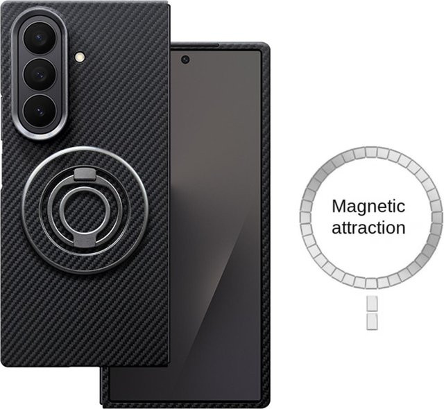 Aramid-Kohlefaser Schutzhülle mit MagSafe Magnetring für Samsung Galaxy Z Fold 7 und Z Fold 6 in Schwarz - Bild 1