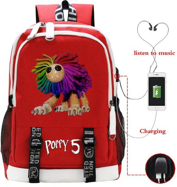 3-teiliges Schulrucksack-Set für Schüler in Rot aus Oxford-Stoff mit Federmäppchen und Schultergurt - Bild 1