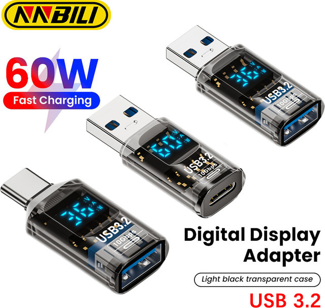 NNBILI USB-C auf HDMI Adapter mit Digital-Display, USB 3.2 OTG für iPhone 16 15 Pro Max, Samsung, iPad und Laptop, 4K@60Hz mit Schnellladung und Datensynchronisation - Bild 1