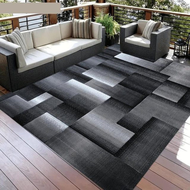 Karpetti Geometrischer Teppich in Grau, Modernes Design aus Polyester, B/T: 60 x 40 cm - Bild 1