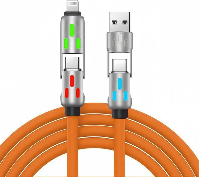 AlongChoice 4-in-1 USB-C auf USB-C und Lightning Schnellladekabel 240W mit PD-Unterstützung, orange, 1m - Bild 1