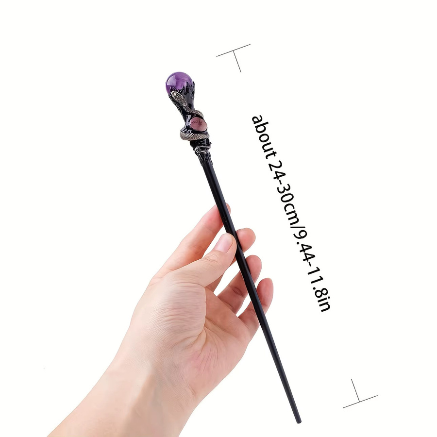 Handgemachter Amethyst Kristall Ball Zepter als DIY Halbedelstein Zauberstab für Halloween und als Fee Requisit - Bild 2