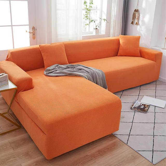 FebEr Stretch-Jacquard-Sofabezug für Single Seater, elastisch und rutschfest, Orange - Bild 1