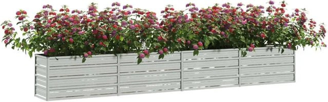 vidaXL Garten-Hochbeet aus Stahl in Silber, B/T/H: 320 x 40 x 45 cm - Bild 1