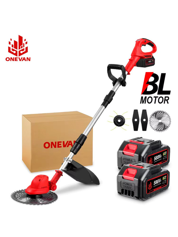 ONEVAN Bürstenloser elektrischer Rasenmäher 10 Zoll, kabelloser Rasentrimmer in Rot, kompatibel mit Makita LXT 18 V Akku - Bild 5