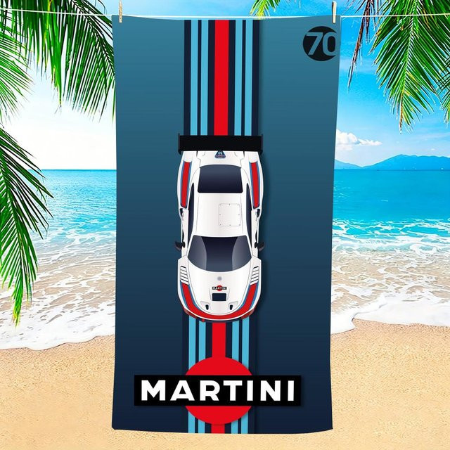 M-Martini Racings Mikrofaser Strandtuch, schnelltrocknend und sandfrei, blau, B: 100 cm, H: 50 cm - Bild 1