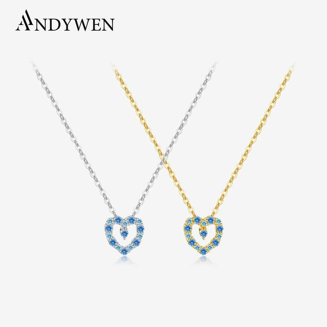 ANDYWEN Herz-Halskette, 925 Silber, Zirkonia, Damen - Bild 1