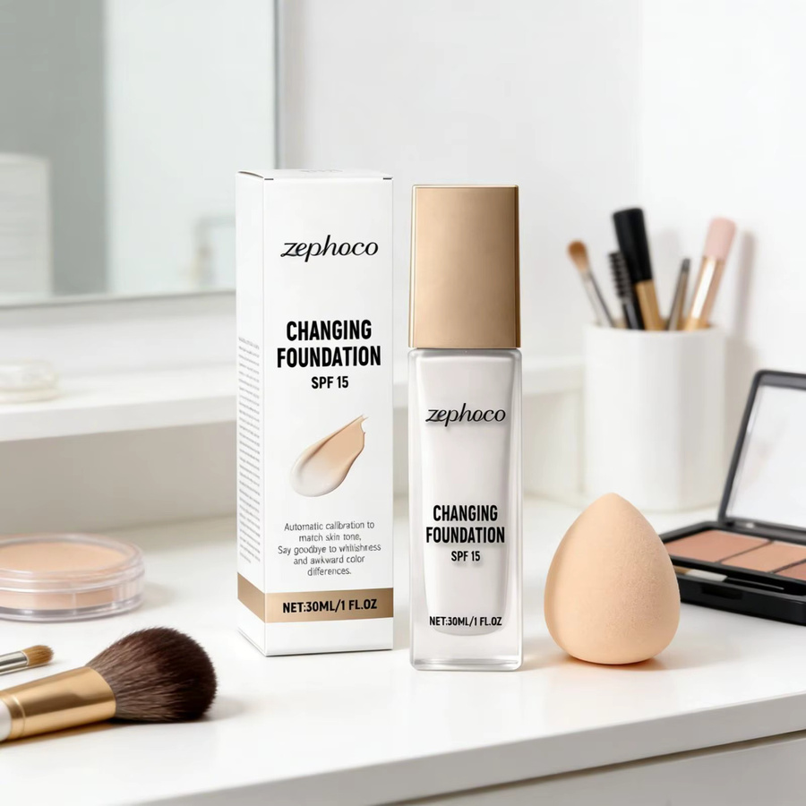 Zephoco Farbwechselnde Foundation SPF 15, Mattes Finish, Unisex - Bild 5