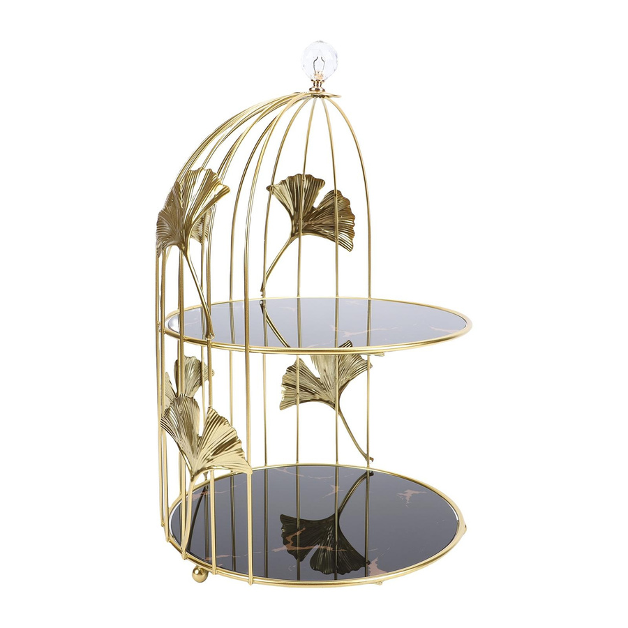 Aimo Mehrzweck-Präsentationsständer in Vogelkäfig-Form, 2-stöckiger Cupcake-Kuchenständer und Schmuck-Aufbewahrungsregal, Gold - Bild 2