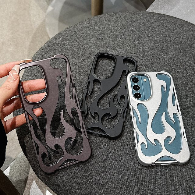 Schutzhülle mit 3D Matte Flamme Muster für Samsung Galaxy S25 Ultra S24 S23 A56 A55 A36 A26 A16 in Purple - Bild 1