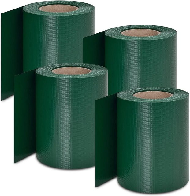 Juskys PVC Sichtschutzstreifen für Doppelstabmatten Zaun, 4er Set, Grün, Höhe: 19 cm, Länge: 35 m pro Streifen - Bild 2