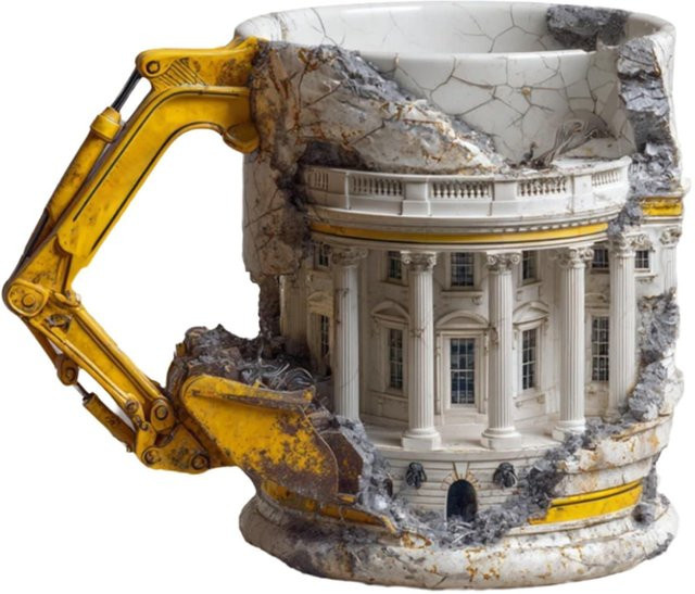 Mulanhua Keramiktasse in Baggerform mit 3D-Design, weiße Kaffeetasse für den täglichen Gebrauch - Bild 1