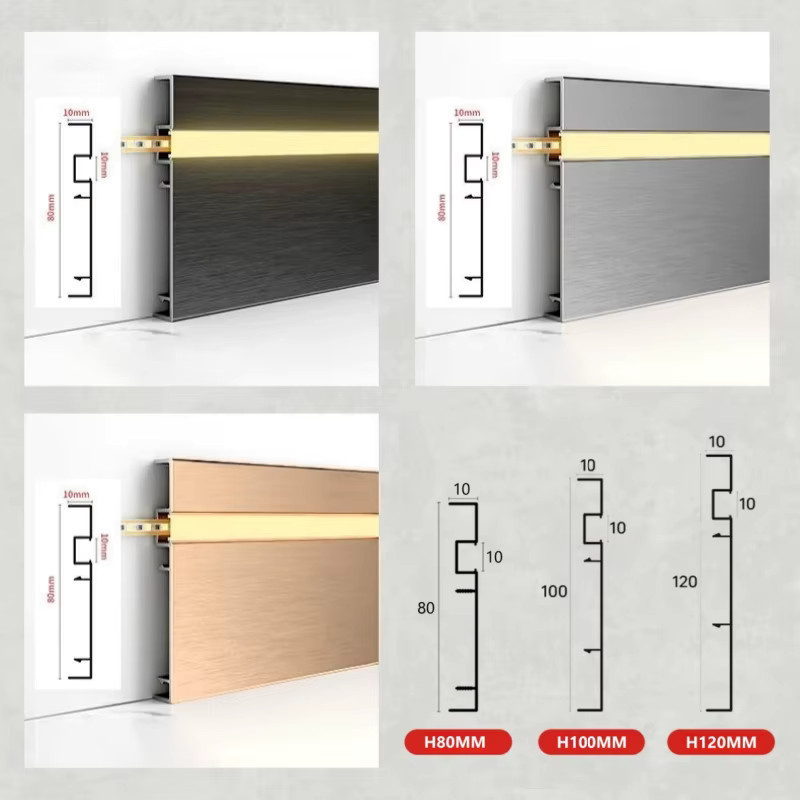 Khelse LED-Aluminiumprofil für Boden- und Wandsockel, Silber, H: 10 cm, B: 16 cm, T: 8 cm - Bild 5