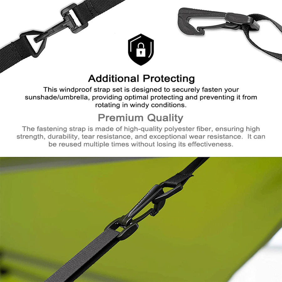 Fishine Befestigungsgurte für Sonnenschirme, Windstabilisator aus Polyester, Schwarz - Bild 4