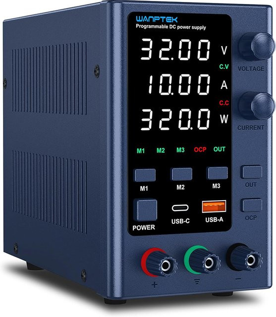 Wanptek Labor-Stromversorgung 32V 10A Einstellbare DC-Stromversorgung mit USB-A und Typ-C Schnellladung - Bild 1
