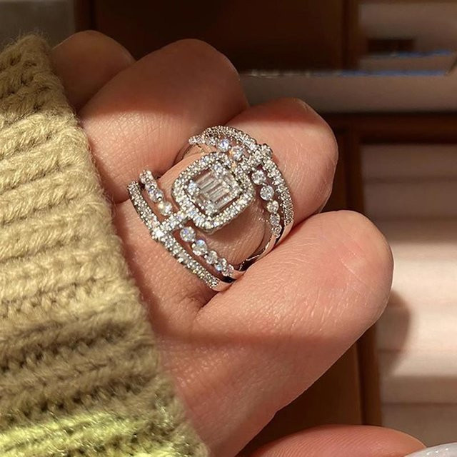 YIRAN Jewelry Ring, Kupfer, Silber, Zirkonia, Damen, braun - Bild 1