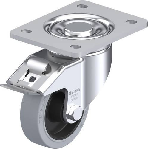 Blickle Lenkrolle LH-POEV 100R-3-FI-SG mit Feststeller, Farbe: Silber/Schwarz/Grau, Rad-Durchmesser: 100 mm, Tragfähigkeit: 200 kg - Bild 1