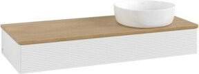V&B Waschtischunterschrank Antao mit Frontstruktur und Beleuchtung, Eiche Honig und Weiß Lack, B/T/H: 120 x 50 x 19 cm - Bild 1