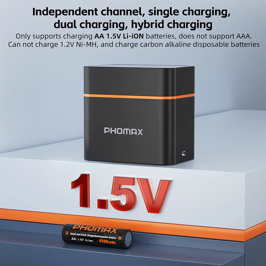 PHOMAX Wiederaufladbare AA Lithium-Batterien mit 4200mWh Kapazität in Schwarz - Bild 3