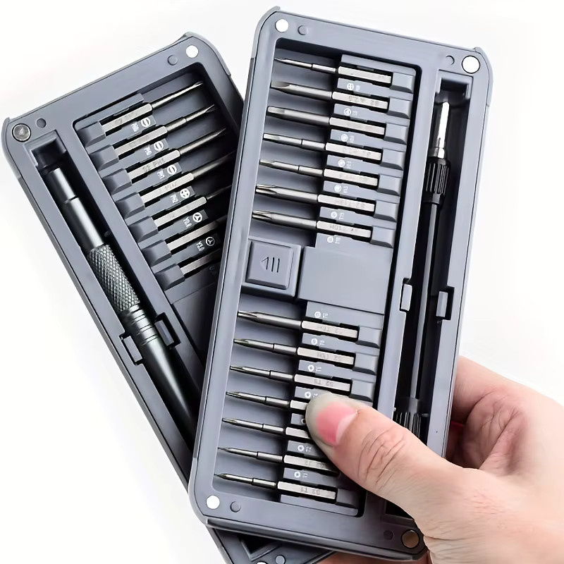 30-in-1 Präzisions-Schraubendreher-Set aus S2-Stahl in Grau mit 28 magnetischen Bits und 40 mm extra langen Schraubendreher-Bits für Elektronik-Reparaturen - Bild 3