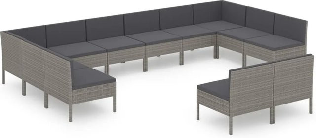 vidaXL 12-tlg Garten-Lounge-Set in U-Form aus Poly Rattan und Metall in Anthrazit mit Auflagen und Kissen - Bild 1