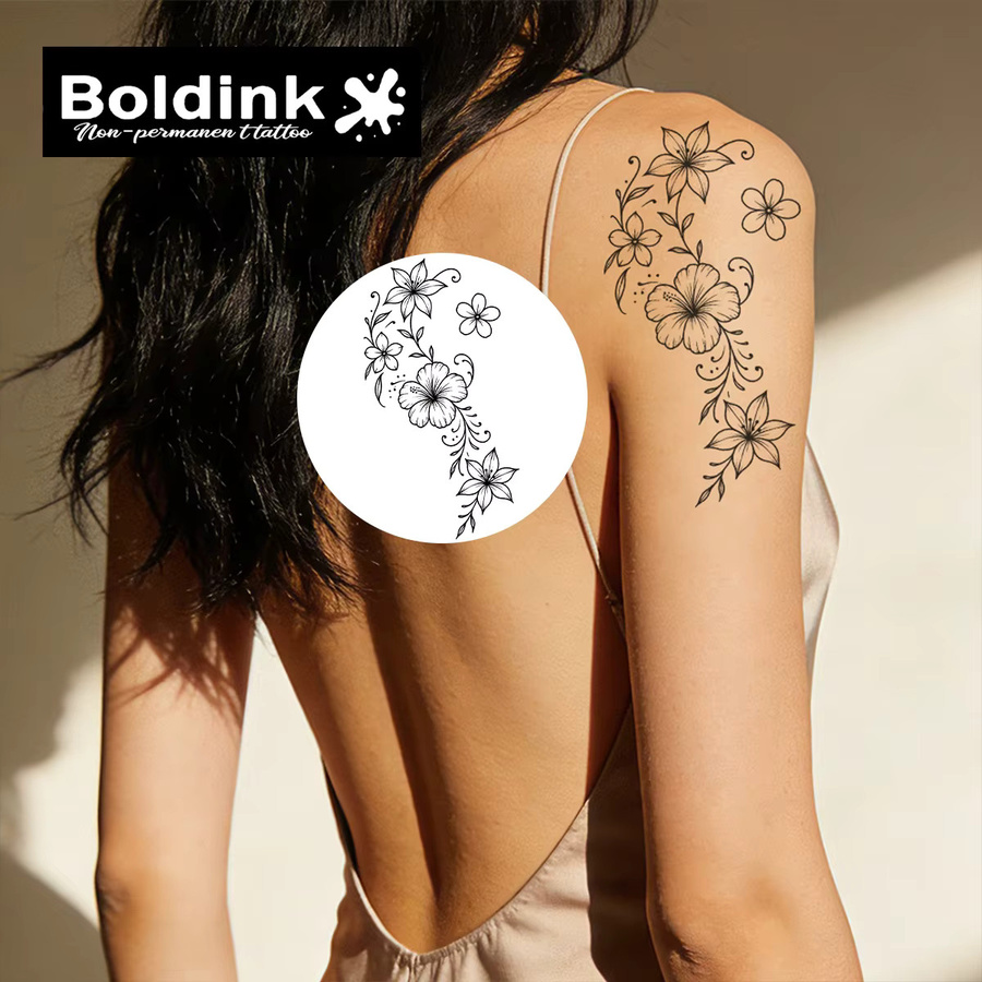 BOLDINK Forest Floral Tattoo Sticker, Unisex, wasserfest - Bild 2