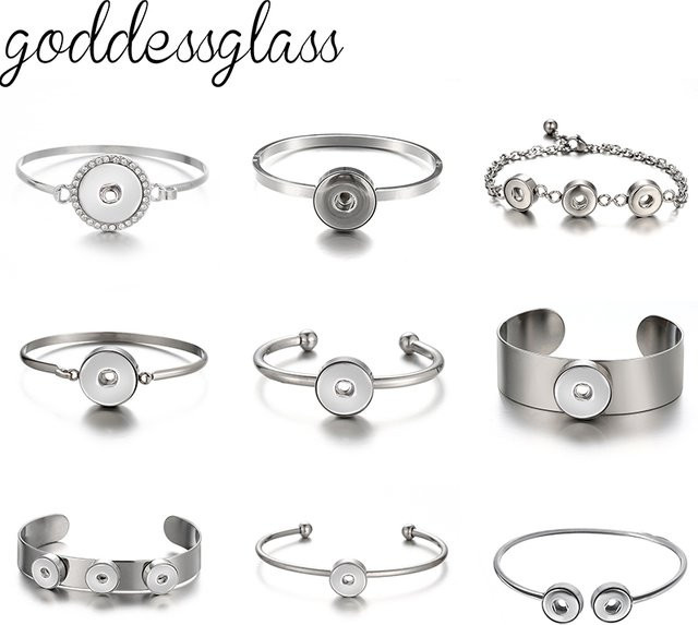 Goddessglass Snap-Armband 316L Edelstahl, Strasssteine, Damen, Kinder - Bild 1