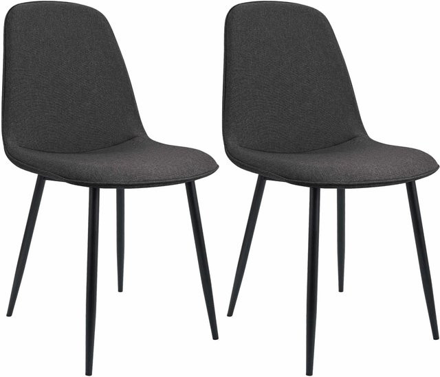 2er Set DELUKE Esszimmerstühle RAZON aus Stoff in Dunkelgrau mit Metallgestell, B/T/H: 45 x 54 x 88 cm - Bild 1