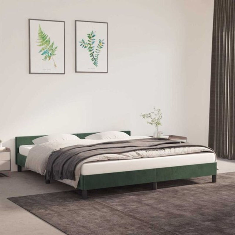 Vidaxl Polsterbett aus Samt und Holzwerkstoff in Grün, B/T/H: 180 x 200 cm - Bild 1