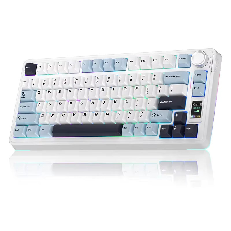 AULA S75 Pro Gaming Mechanische Tastatur in Schwarz mit 75% Layout, Hot-Swap, RGB-Hintergrundbeleuchtung, PBT-Tastenkappen, 4000mAh Akku und LED-Bildschirm-Drehregler - Bild 4