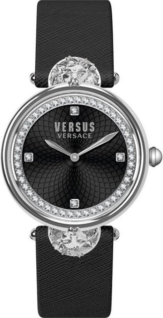Versus Damenuhr, Quarz, Edelstahl, 34 mm, Leder, Schwarz, Diamantbesetzt - Bild 1