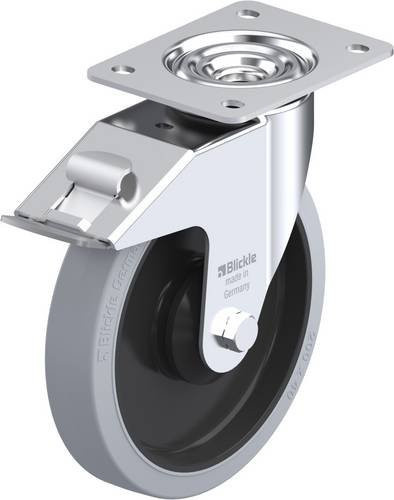 Blickle Lenkrolle mit Feststeller LE-POEV 201KA-FI-SG, Rad-Durchmesser: 20 cm, Tragfähigkeit: 300 kg, verzinkt, grau/schwarz/silber - Bild 1