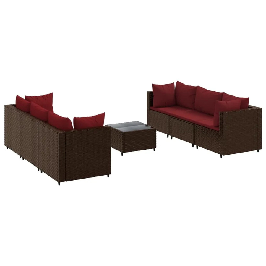 vidaXL 7-tlg Garten-Lounge-Set in L-Form aus braunem Poly-Rattan mit Kissen und Couchtisch - Bild 2