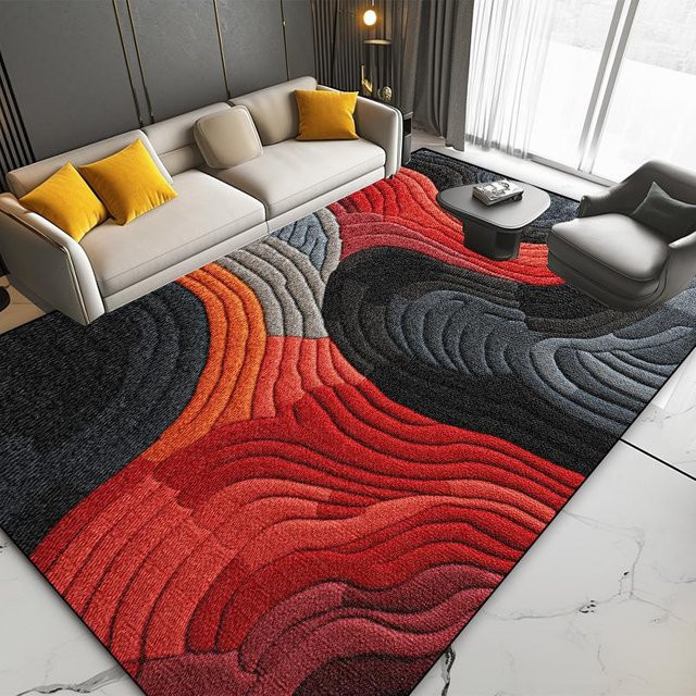 Moderner geometrischer Teppich von Wucifang Jewelry in Multicolour, weicher Plüsch, rutschfest und waschbar, B/T: 90 x 60 cm - Bild 1
