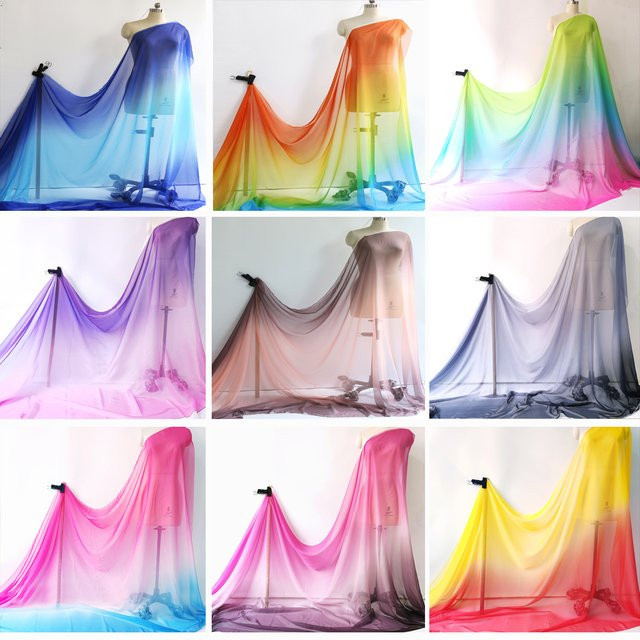 Transparenter Ombre Chiffon Stoff mit Farbverlauf in Pink und Purple, Breite: 147 cm, Marke: FABRIC SHIPPER - Bild 1