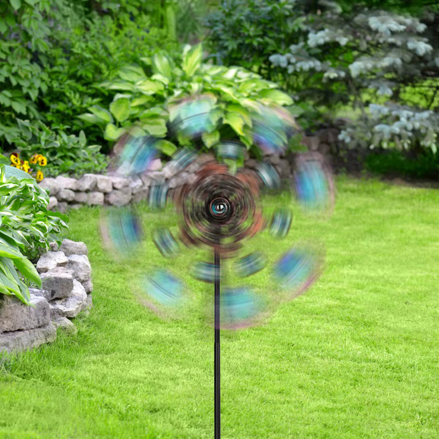 Wetterbeständiges Windspiel aus Metall in Pfauendesign mit stabilem Pfahl, Mehrfarbig, Höhe: 90 cm - Bild 2