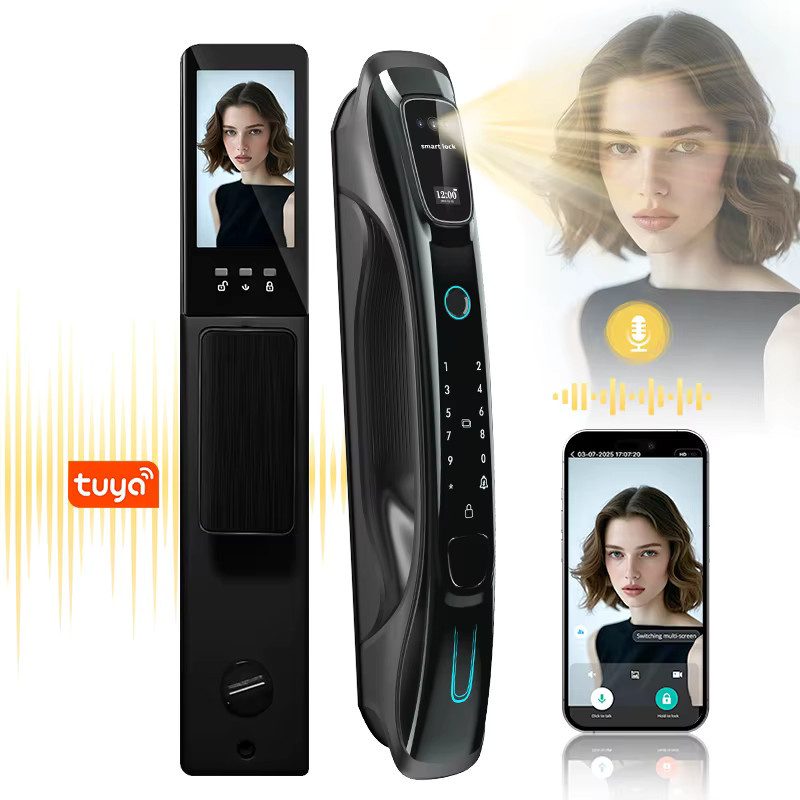 YRHAND Intelligentes Türschloss in Schwarz mit 3D-Gesichtserkennung, Handvenen- und Fingerabdruckerkennung, WLAN, App-Fernsteuerung und Video-Gegensprechanlage - Bild 6