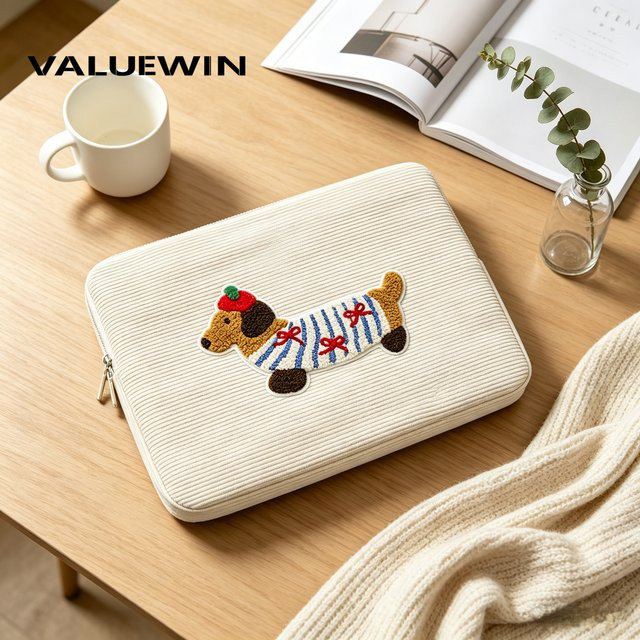 ValueWin Laptop-Hülle für 14 Zoll Notebooks, weich gepolsterte Tragetasche, Beige - Bild 1