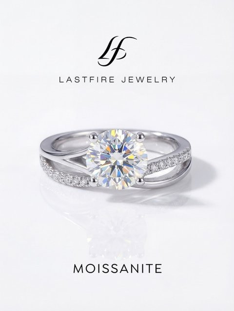 Ring 925 Silber, Moissanit-Diamant, Damen - Bild 1