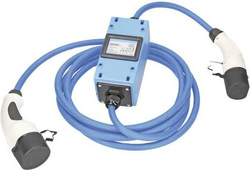 AS Schwabe eMobility Ladekabel Typ 2 mit Stromzähler, Blau, 5 m - Bild 1