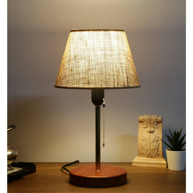 Opviq Tischleuchte in Beige und Creme aus Metall und Stoff im skandinavischen Stil, B/T/H: 22 x 22 x 38 cm, E27 - Bild 2