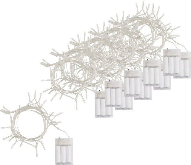 VBS LED-Lichterkette für Weihnachten mit 20 LEDs, 10er Set, transparent/weiß, batteriebetrieben - Bild 1