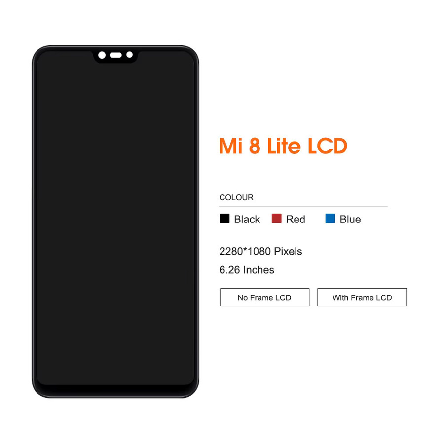 Xiaomi Mi 8 Lite LCD Touchscreen Display Baugruppe mit Rahmen in Schwarz 6.26 Zoll - Bild 3