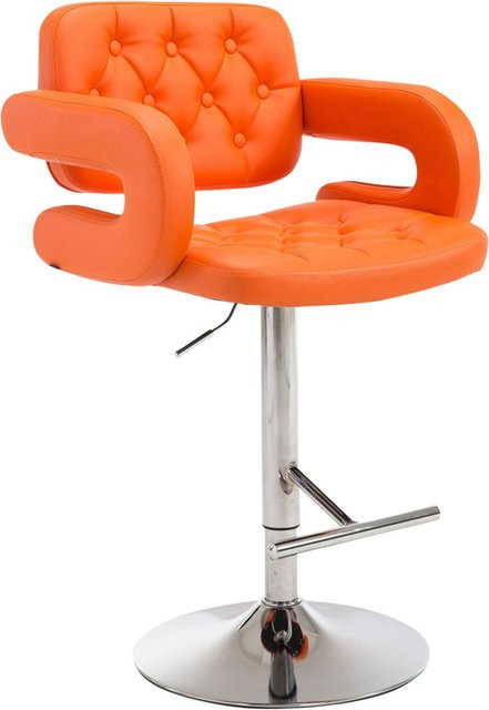 TPFLiving Barhocker Dublin mit Kunstleder in Orange und Metallgestell in Chromoptik - Bild 1