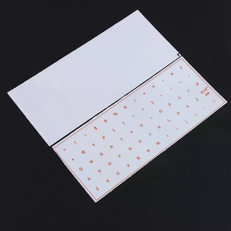 Universeller transparenter Tastaturaufkleber mit deutscher Beschriftung und Pinzette für Desktop und Laptop, Set in Transparent und Orange - Bild 2