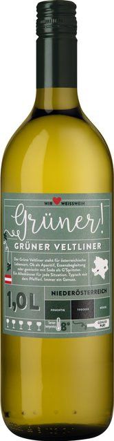 Grüner! Weißwein Grüner Veltliner, Niederösterreich, 2025, trocken, 12,0 %, 1,0 l - Bild 1